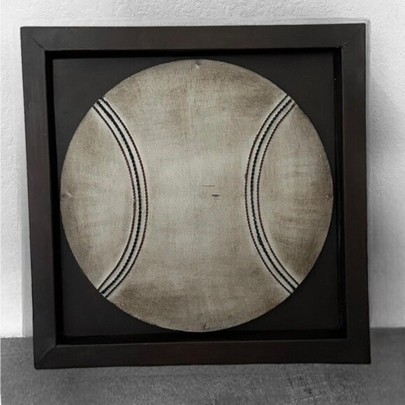 Vintage Framed Metal Baseball 3D Wall Display Plaque - Picture 1 of 3